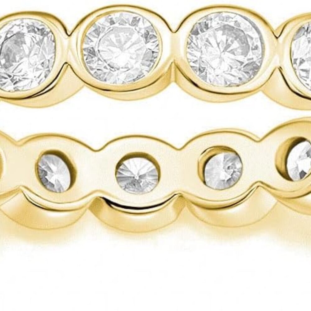 Women’s Cubic Zirconia Eternity Stackable Wedding Ring Size 7 Gold Plated